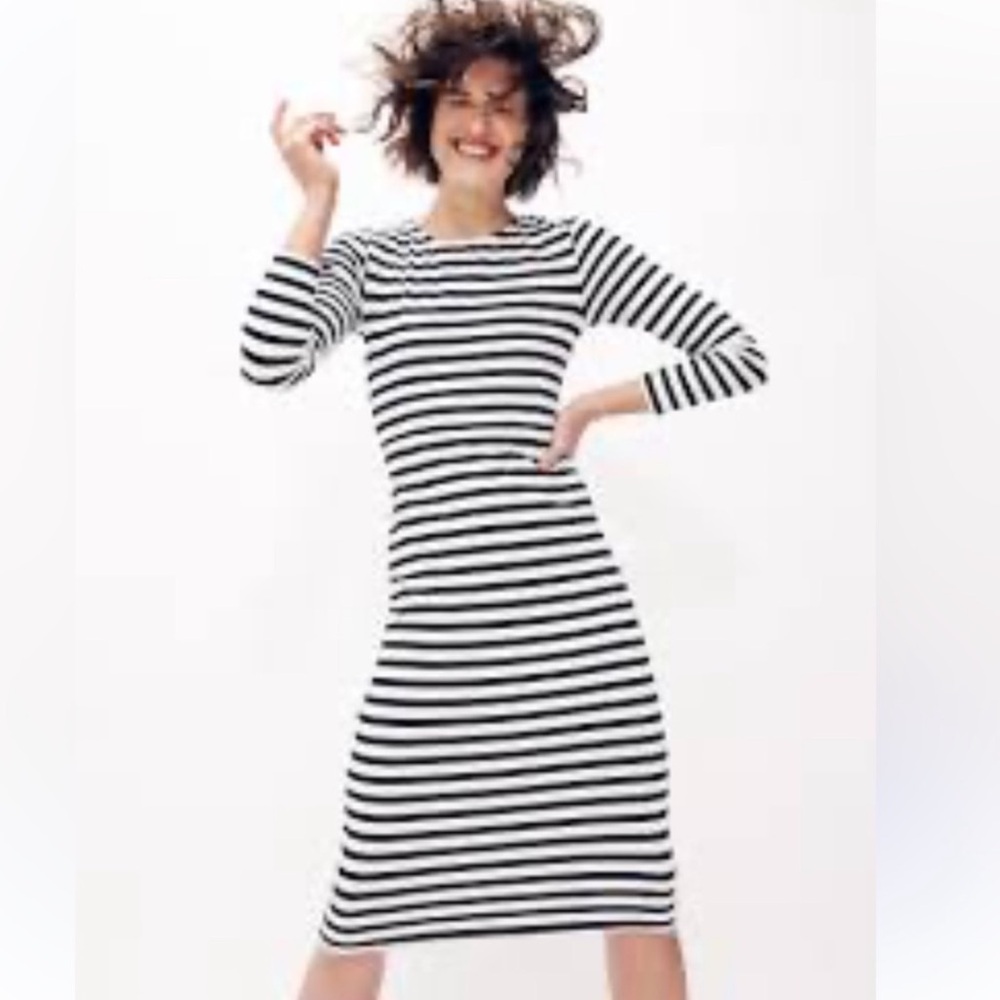 J. Crew Knit Black and White  Striped Midi Dress Size 6